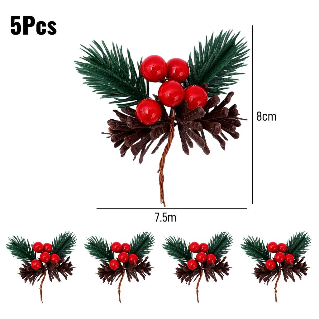 Artificial Pinecone Berry Pine Needle Branch Christmas Simulation Plant DIY Garland Gift Decoration Christmas Party Decoration