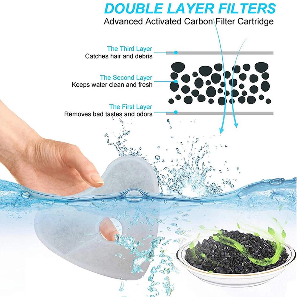 4/8/12Pcs Cat Water Fountain Filters Activated Carbon Filters for Auto Cat Drinking Fountain Heart Shaped Replacement Filters