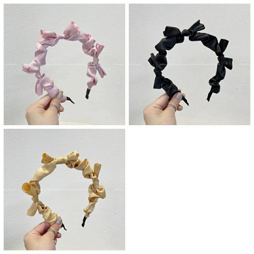 Korean version ins summer bow headband solid color sweet fabric headband wearing versatile hair accessories for women