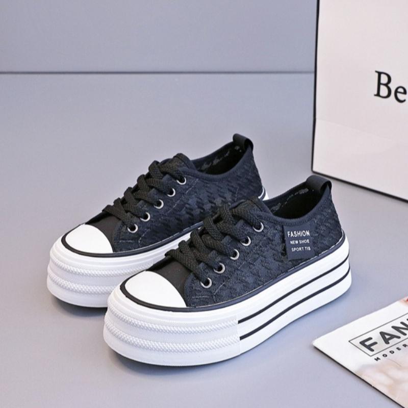 2025 New Women Lace Casual Shoes Fashion Hot Sale Platform Canvas Shoes Summer Breathable Versatile Women Flat Shoes Tenis Mujer