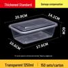 Rectangular 750/1000ml Disposable Transparent Plastic Takeout Meal Box