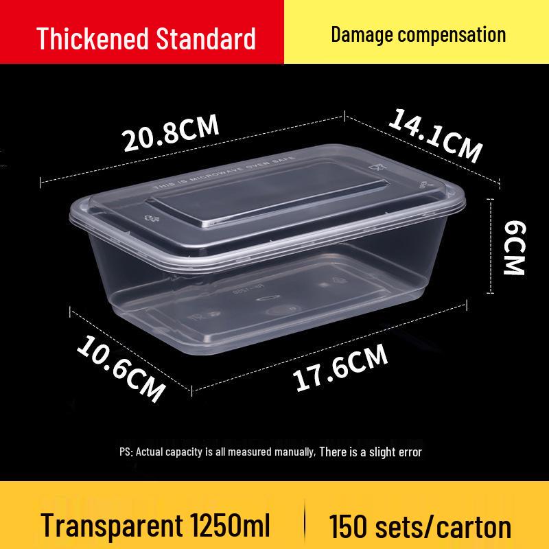 Rectangular 750/1000ml Disposable Transparent Plastic Takeout Meal Box