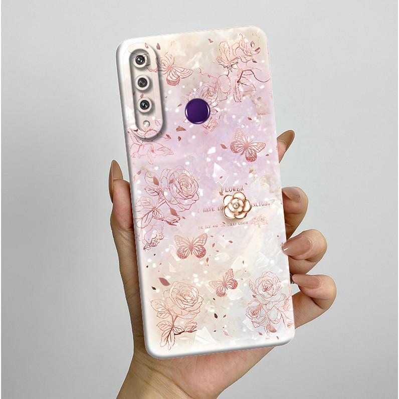 Für Huawei Y6p Hülle MED-LX9 Hübsche Schmetterlingsblumen Coque Weiche Flüssigsilikon Handyhülle Für Huawei Y7p Y 6p 2020 Rückseite