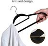 30/10pcs Black Velvet Hanger for Clothes Pants Coat Closet Storage Hook Felt Non-Slip Hangers Racks Home Saving Space Organizers