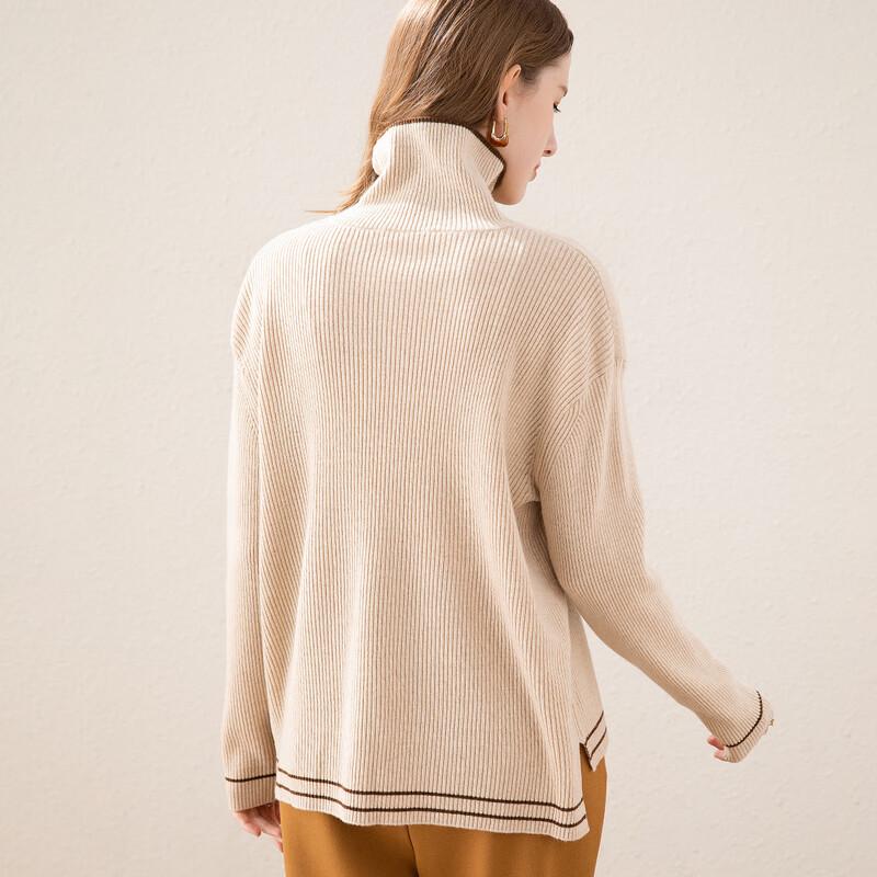 TUHUANG Women's Thick Pure Wool High-Neck Sweater