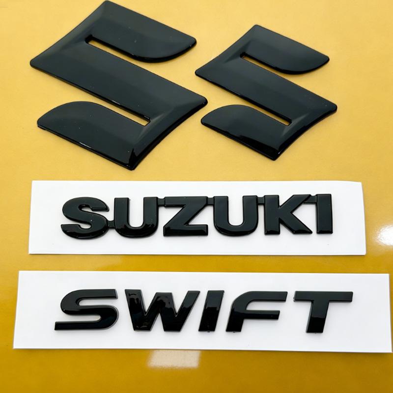 For Suzuki Vitara Front Grille Emblem Rear Trunk Badge Glossy Black ABS Logo Car Exterior Sticker Decal Accessories