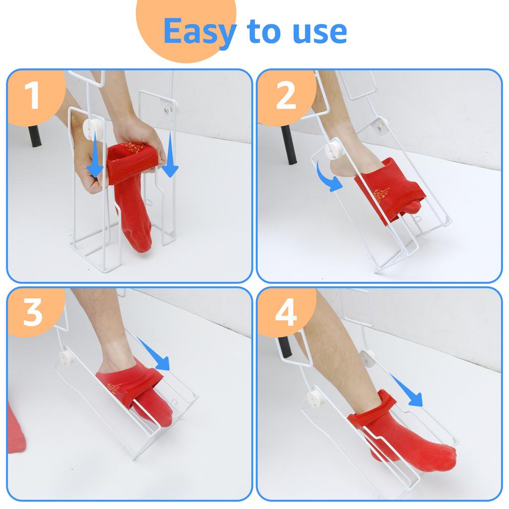 Stocking Donner Adaptive Dressing Aid Foldable Handles Steel Compression Stocking Donner for Putting On Compression Stockings