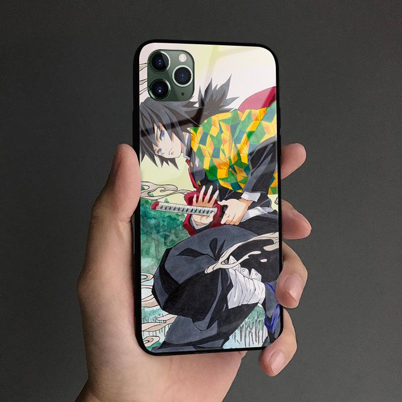 Giyu Tomioka Kimetsu no Yaiba silikonové sklo Kryt pouzdra na telefon pro iPhone SE 6 6s 7 8 Plus X XR XS 11 12 mini Pro max