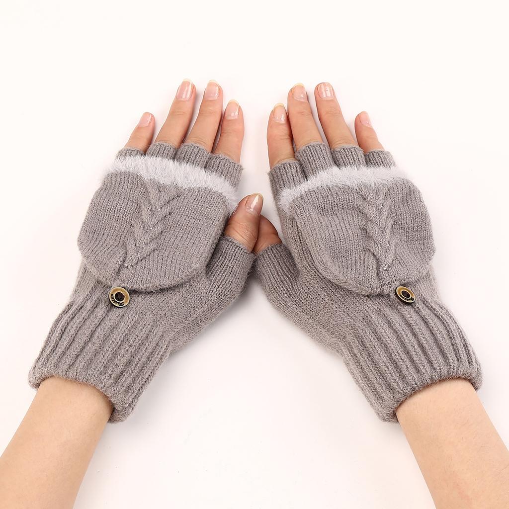 Botvotee Black Gloves with Fourchettes Half Finger Sleeves for Women Winter Knit Y2k Accessories Pink Fashion Warm Oversleeve