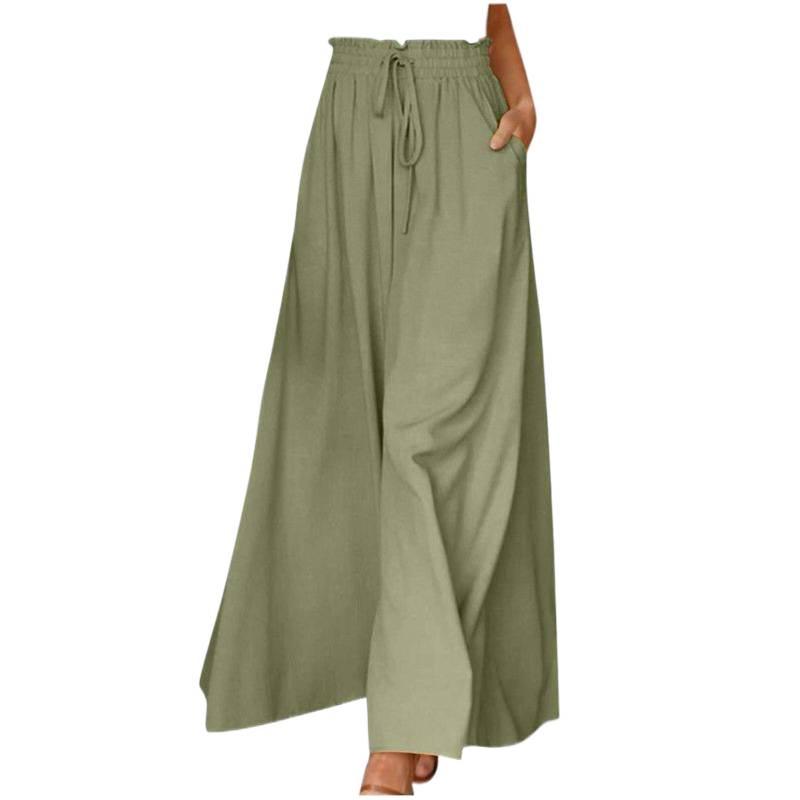 Casual Wide-Leg Cotton Linen Pants for Women - Slimming, Versatile, Plus Size, Spring/Summer Long Straight-Leg Design