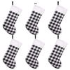 Red and Black Plaid Christmas Stocking Ornaments with Plush Details