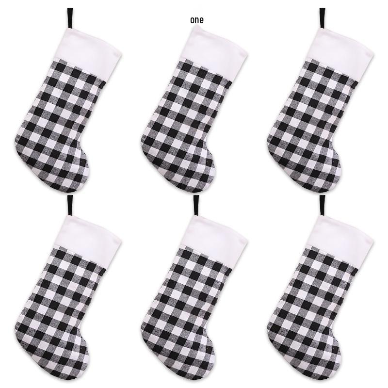 Red and Black Plaid Christmas Stocking Ornaments with Plush Details