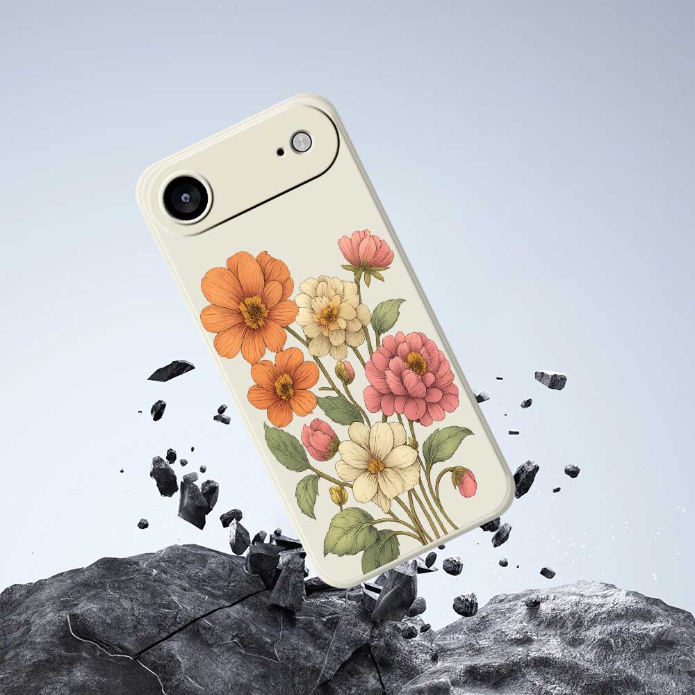 For iPhone 17 Air Case Beautiful Flowers Pattern Printing Straight Edge TPU Phone Back Cover