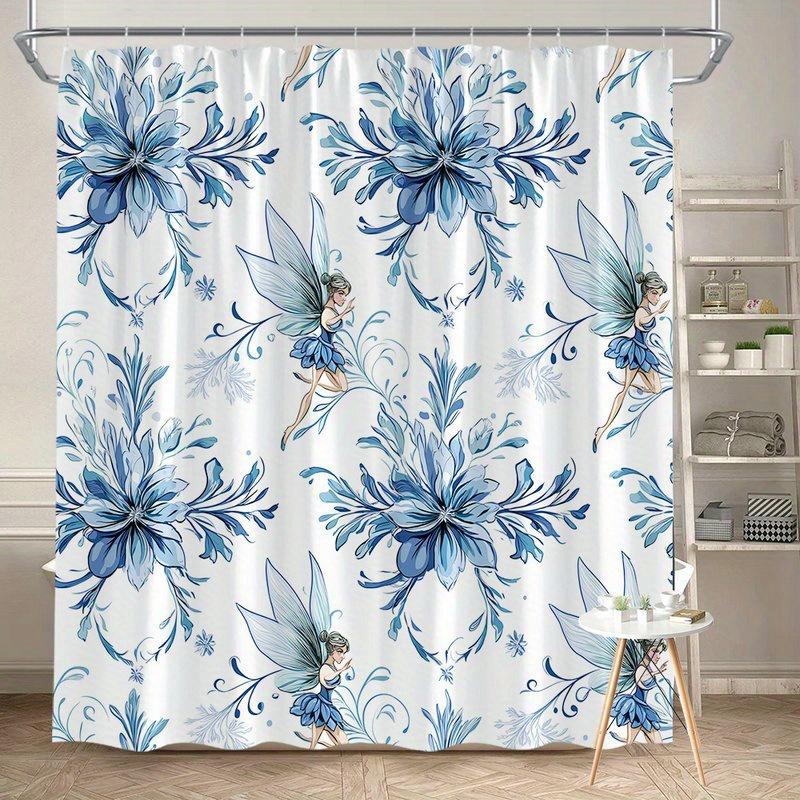 

1Pc Enchanting Fairytale Floral Watercolor Shower Curtain - Polyester Fabric, Machine Washable, Suitable For Bathroom Decoration W60H190(CM)-1 Pcs