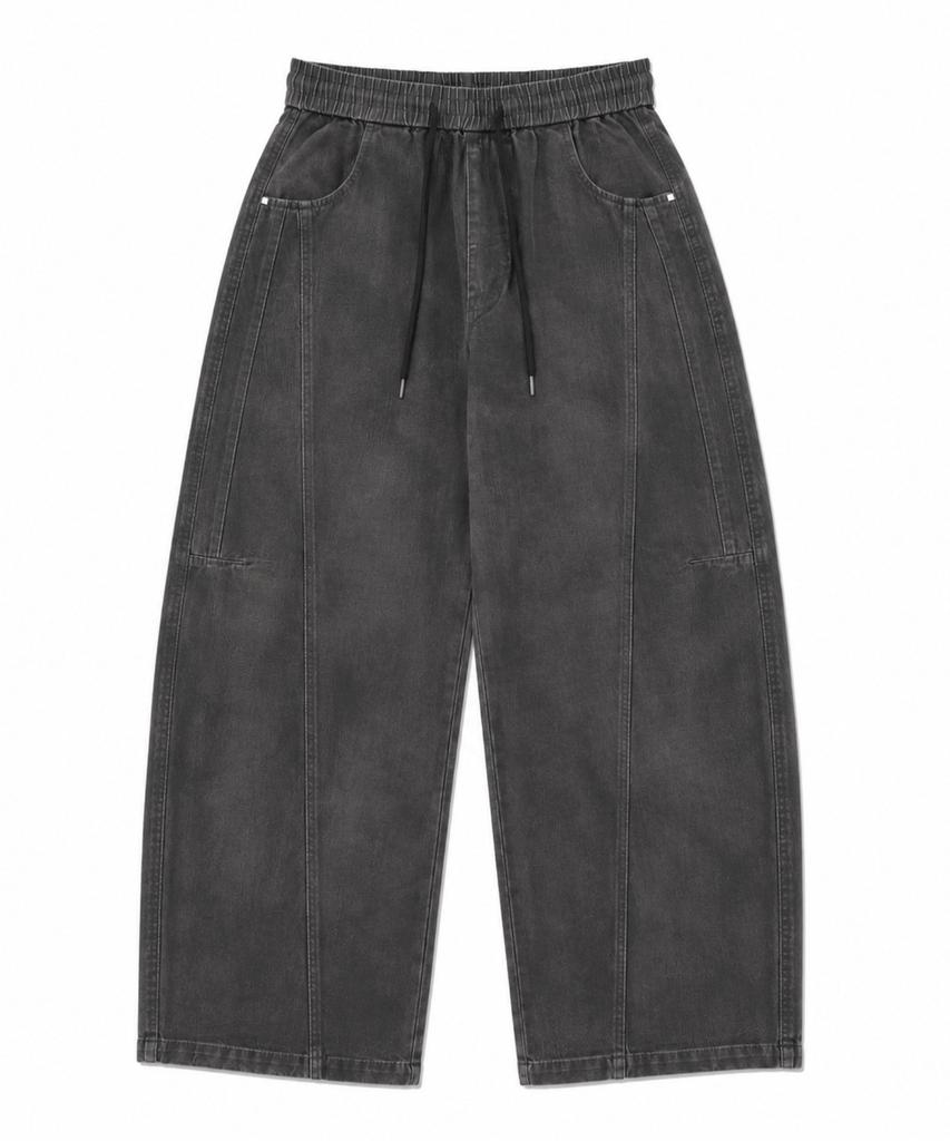 GRAYBLVD Laban Washed Curved Pants (Charcoal)