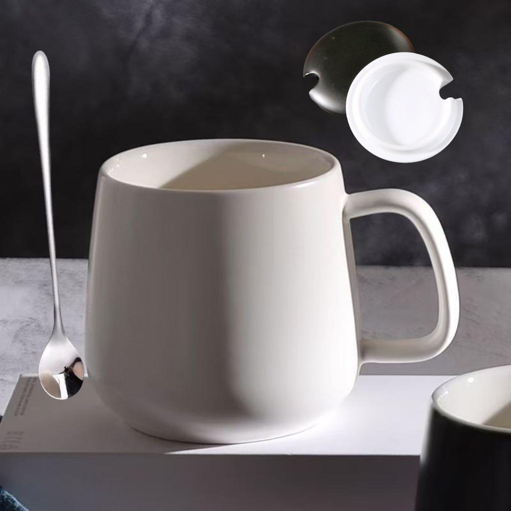 Einfache Moderne Tasse mit Deckel Löffel Paar Wasserbecher Zuhause Büro Kaffeetasse Wasserbecher Leichter Luxus Hochwertiges Geschenk