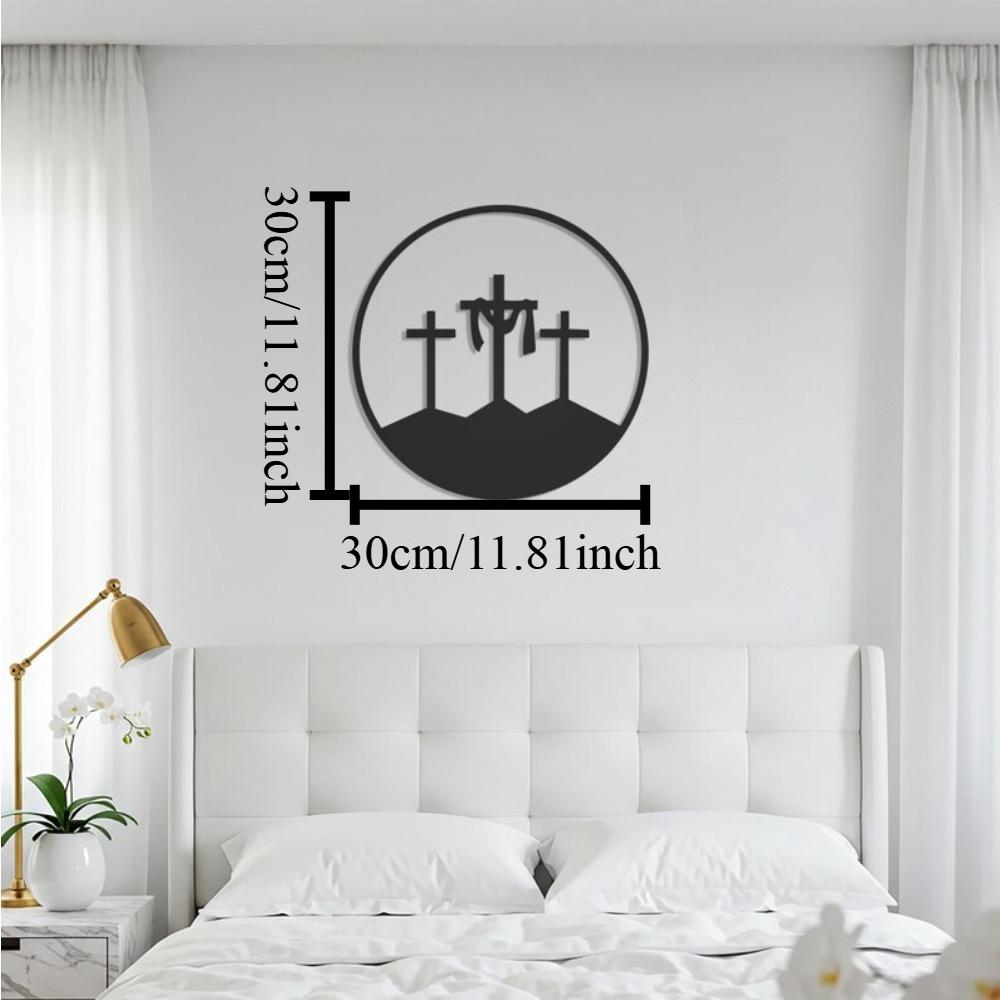 

Set of 3 Crosses Metal Wall Art Christian Religious Home Decor 12in чорний
