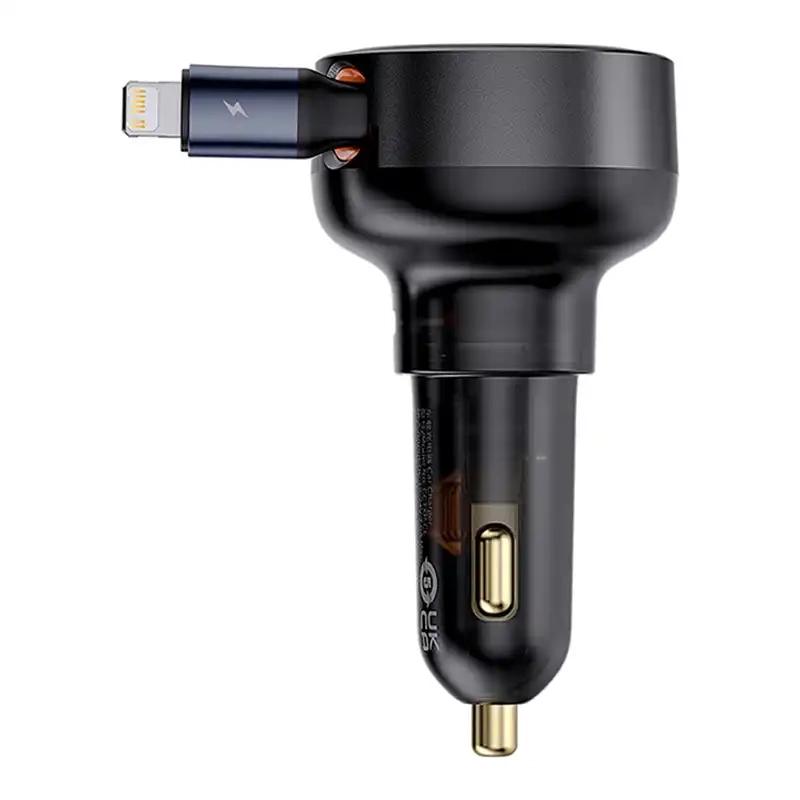 Ładowarka Samochodowa Baseus Enjoyment Pro Z Kablem Lightning + Usb-C, 55W (Czarny)