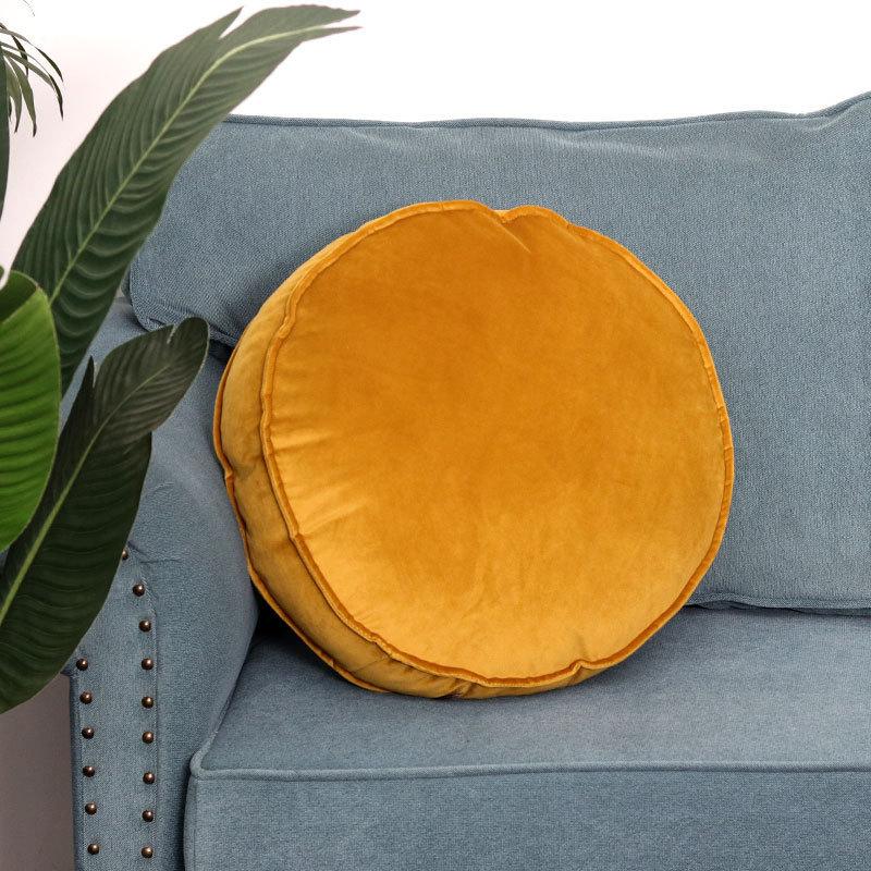Japanese Style Simple Round Velvet Cushion Candy Color Sofa Cushion Covers No Fillings Tatami Homestay Decor Pouf Pillowcase