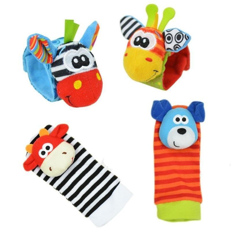 Baby Infant Developmental Wrist Strap Foot Socks Rattle Bug Finders Toy