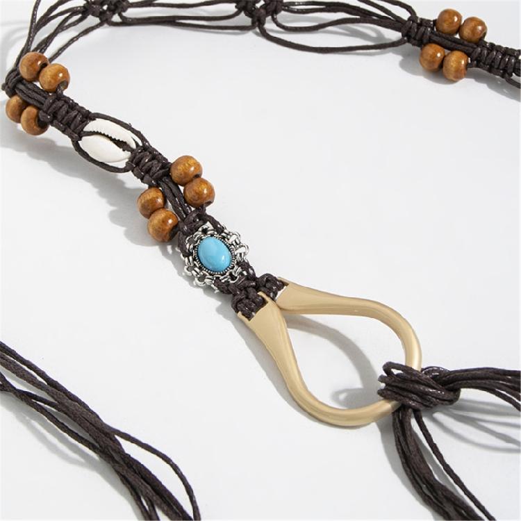 Woven Beads Belt Sexy Waistband with Beads Waistband for Girls Ladies