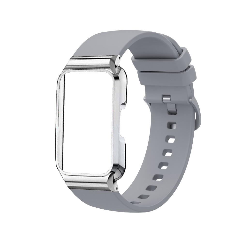 Silikonrem med metallskyddsfodral för Huawei Band 11 / Band 11 Pro Ersättningsarmband för Smartklocka