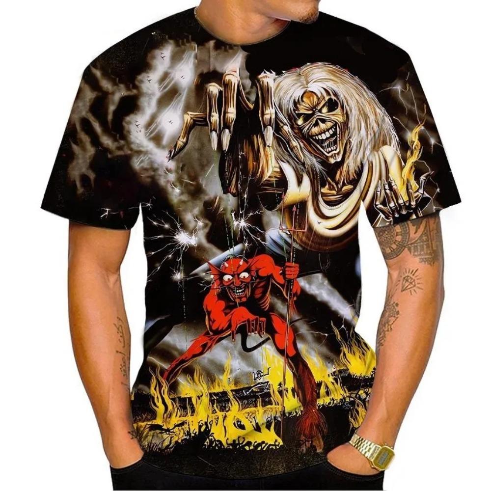 Hot Selling New Live Dead 3D Printing T-shirt Rock Music Round Neck Short Sleeve Heavy Metal Fashion Casual Men's Unisex Top