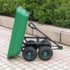 Four-Wheeled Tipping Trailer: Portable Plastic Flatbed Cart for Agricultural and Household Transport