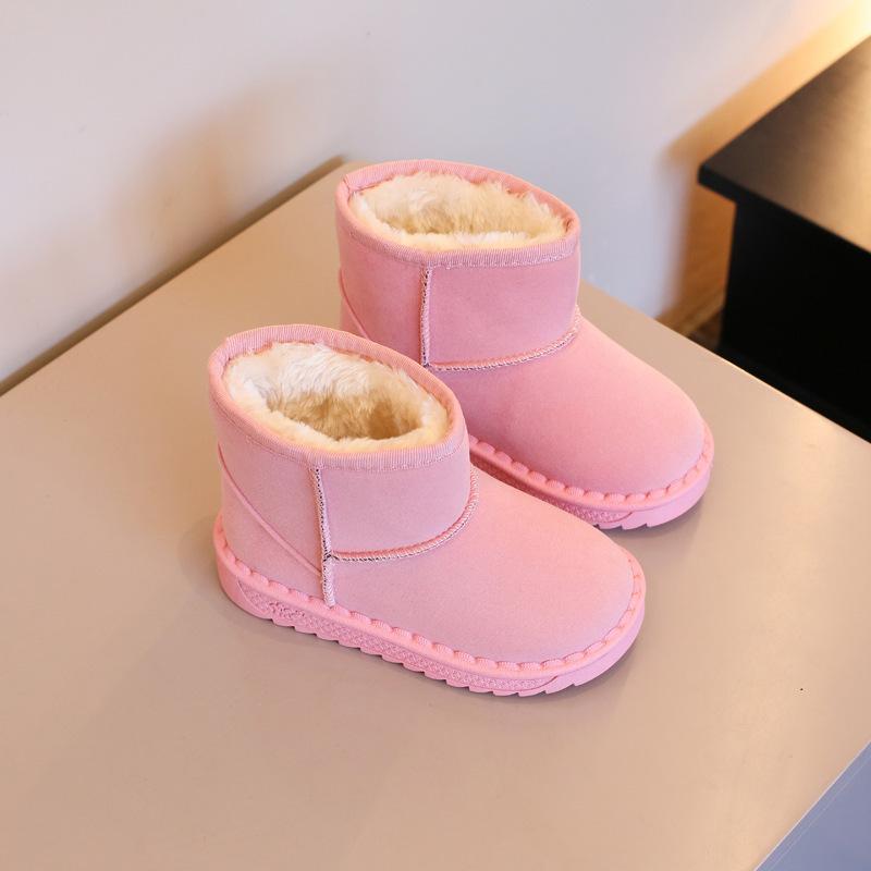 Children's snow boots for boys and girls in winter set of short boots suede cotton shoes plush insulation shoes snow boots