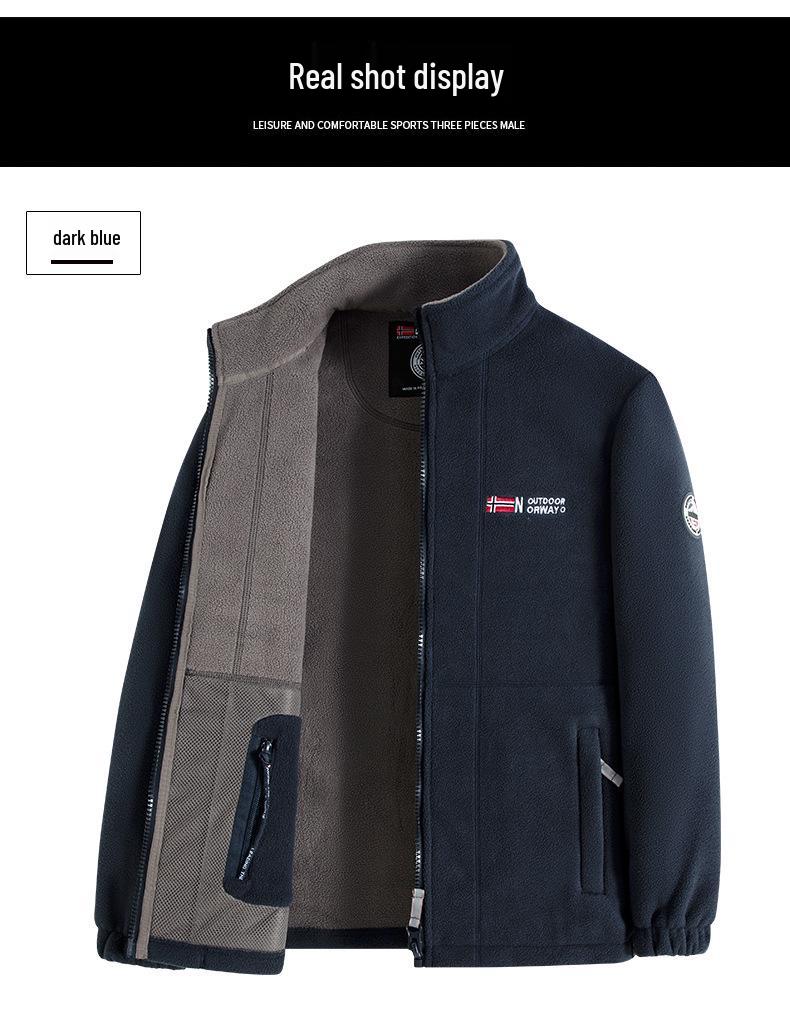 High-Quality Thickened Norwegian Stand Collar Embroidered Fleece Cotton Winter Jacket