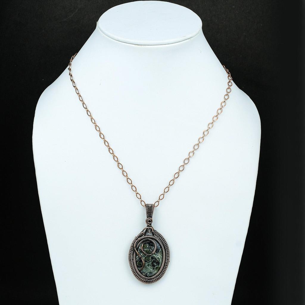 Kambaba Jasper Pendant Copper Wire Wrapped Gemstone Pendant Handmade Designer Pendant Copper Jewelry Gift For Her Jasper Jewelry For Mother