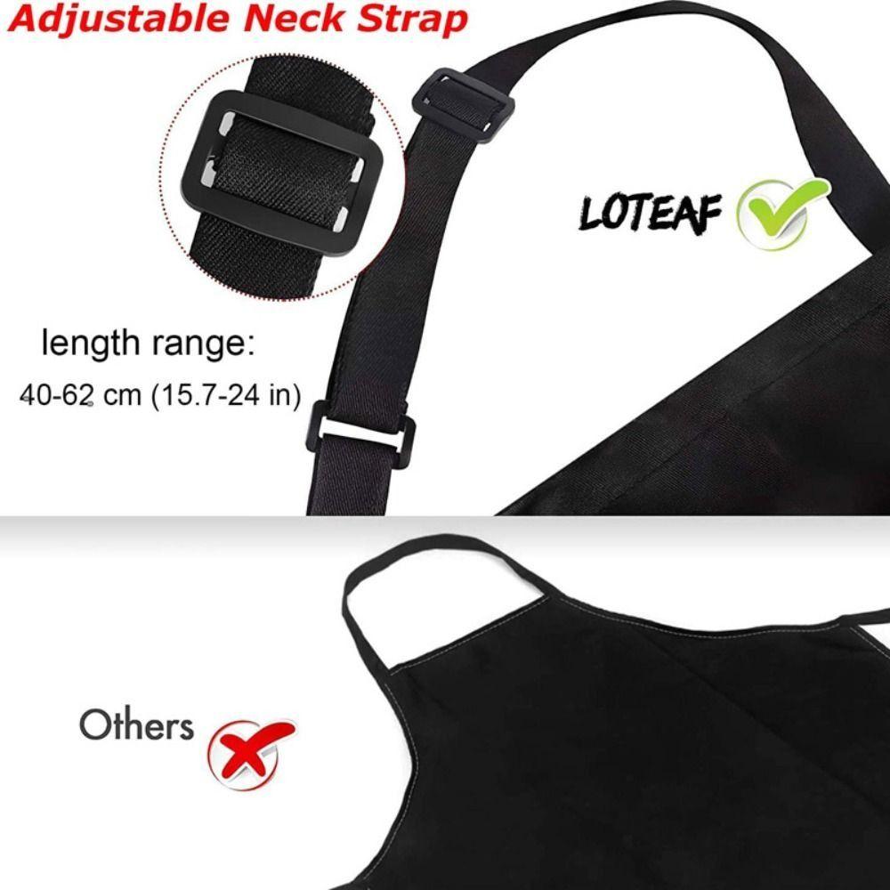 New Unisex Bib Apron Waterdrop Resistant Black Adjustable Aprons With 2 Pockets Waiter Apron BBQ