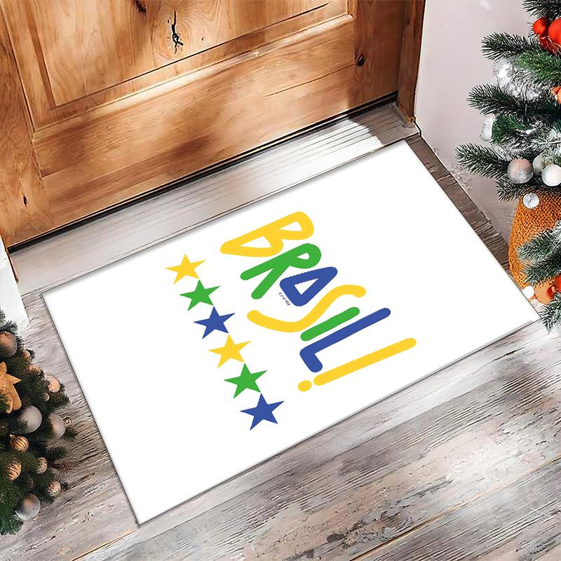 Brazil national football team Printed Flannel Area Rug Non Slip Soft Polyester Floor Carpet Indoor Decor Mat for Bedroom Living Room Sofa