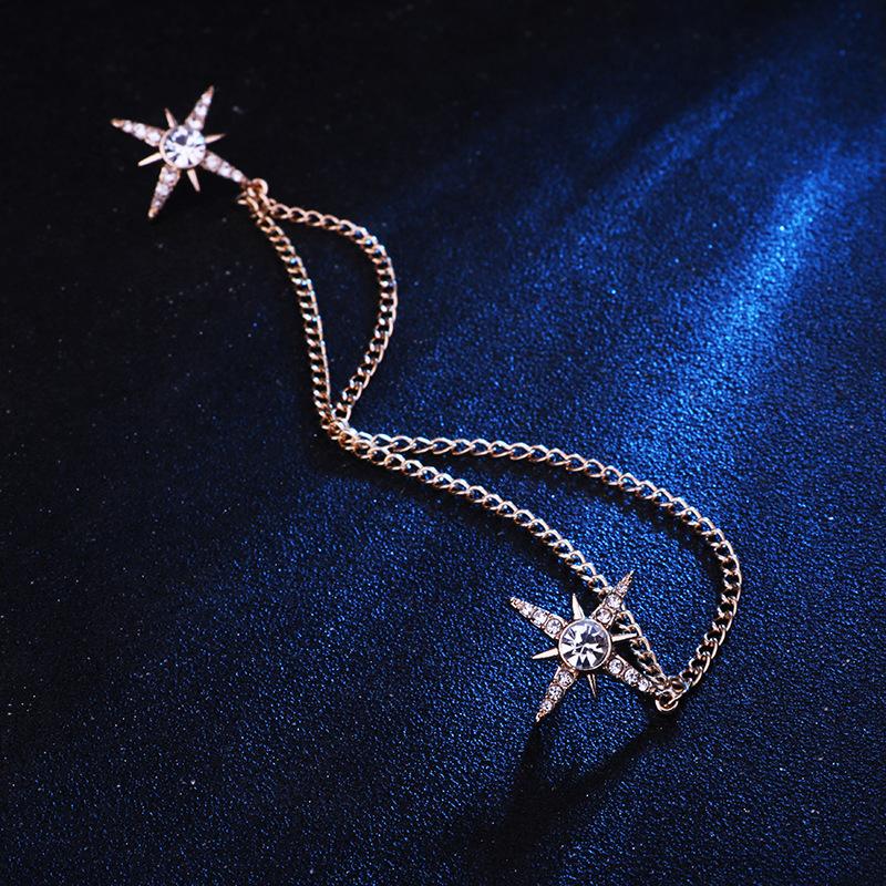 Men Rhinestone Pin with Gold Silver Tassel Jewelry Luxury Clothes Accessory for Suits Shirts Collar Wedding