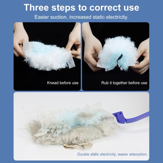 Duster Dusting Remover with Refills Flexible Cleaning Set Short/Extendable Handle Dirt Crumbs Hair Dust Remover Fluffy Hand Duster