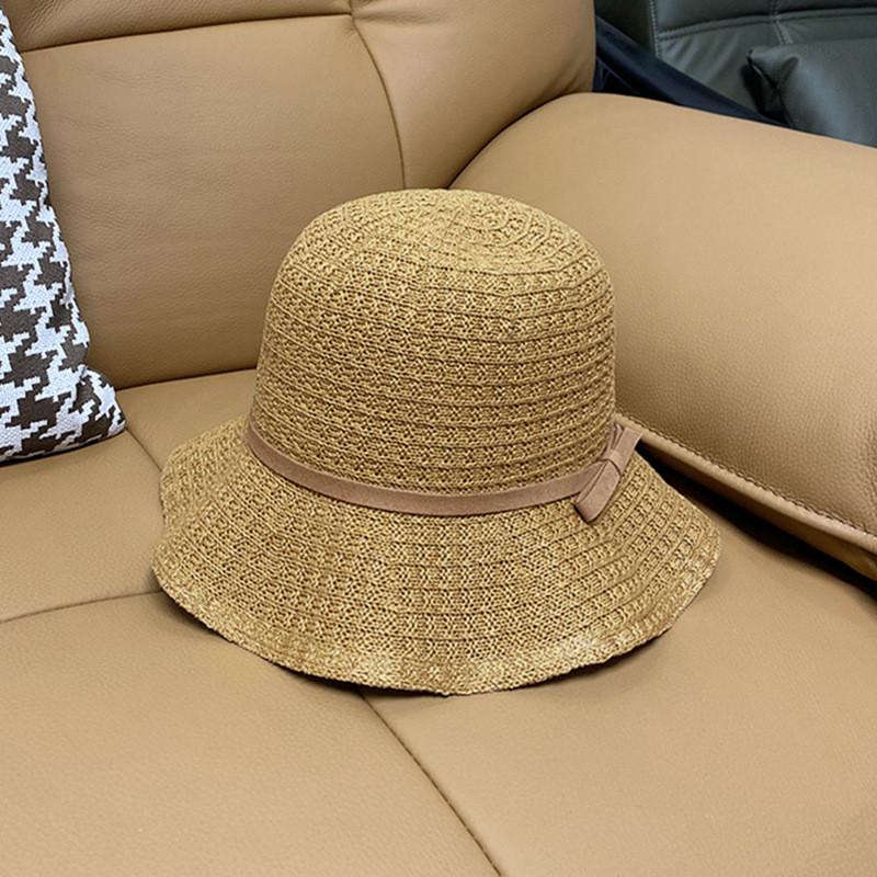 Fashionable Breathable Wave Edge Sun Hat With Bow Tie For Women Spring Summer Lightweight Sunscreen Bucket Hat