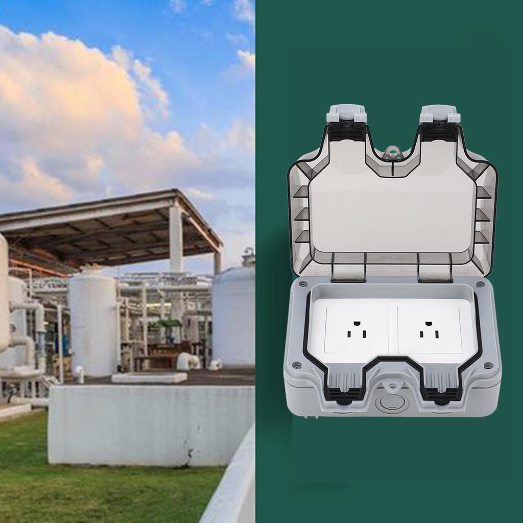 Outdoor IP66 Waterproof Wall Power Socket 2 Sockets Rainproof Charging Outlet   15A