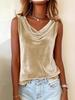 European & American Plus Size Velvet Mock Neck Sleeveless Women's Top 2026.