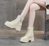 Fashion 8CM New Genuine Leather Platform Wedge Hidden Heel Women Ankle Boots Casual Chunky Sneakers High Heels Spring Autumn Shoes