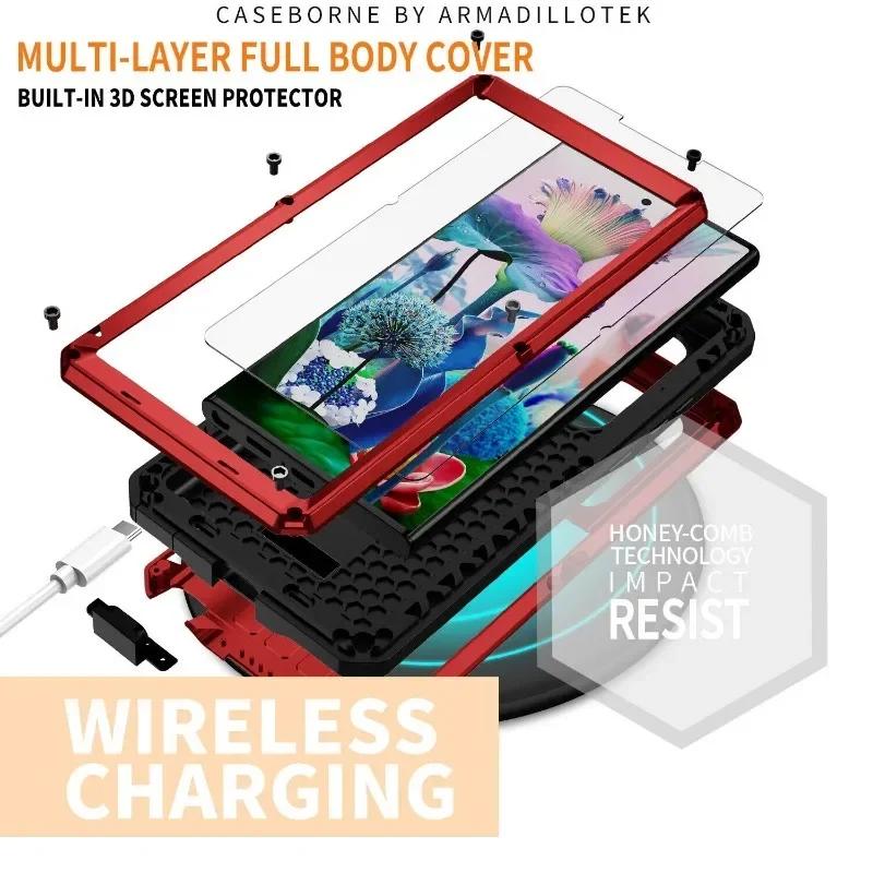 Heavy Duty Shockproof Metal Case For Samsung S26 S25 Edge S24 S23 S22 Plus S21 Ultra Aluminum Cover With Screen Protector Stand