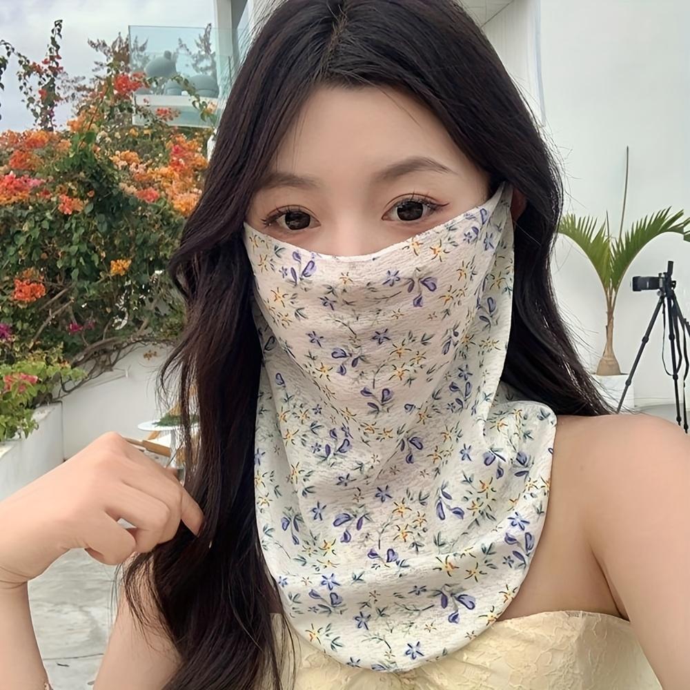 Women's Bohemian Floral Print Neck Scarf Breathable Full Coverage Windproof Outdoor Beach Accessory for Casual Outings & Summer Activities