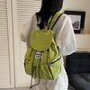Solid Color Ruched Shoulder Bags Nylon Student Schoolbag Simple Drawsting Backpacks  Outdoor