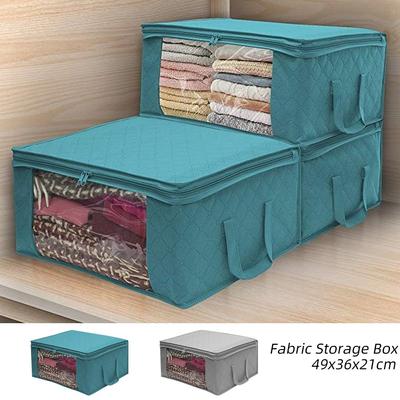 49x36x21cm Non Woven Fabric Folding Storage Box Clothes Collecting Case Toys Quilt Storage Box Clear Window Organizer