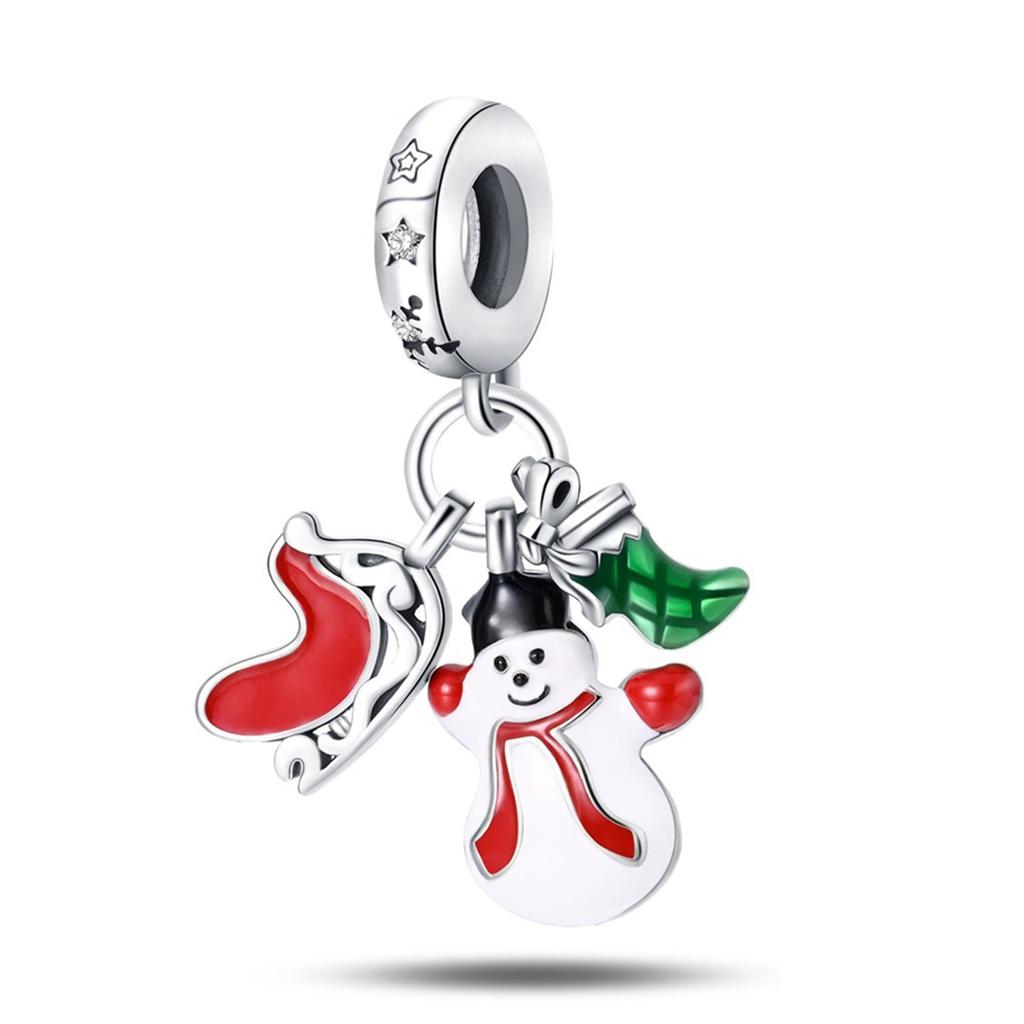 New 925 Silver Christmas Series Charm Beads For Bracelet Pendant Charm Women DIY Christmas Gift