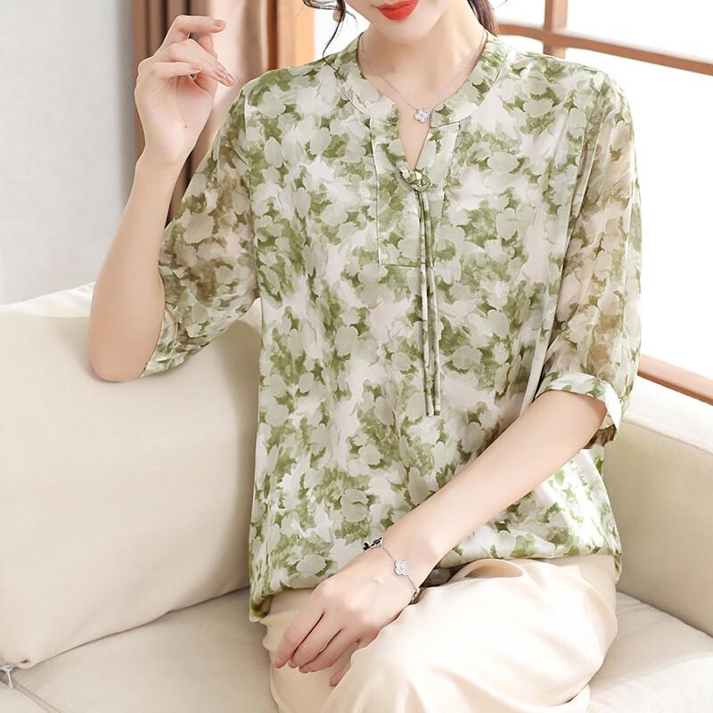 XUEXI Women s Floral Chiffon T-shirt 4XL