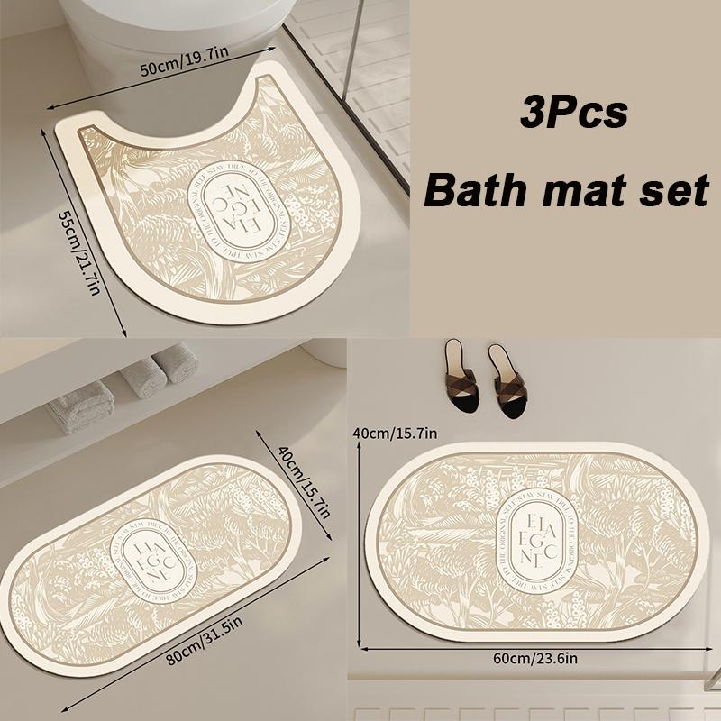 Non-slip Bath Mat Rubber Bathroom Mats U-shaped Bathroom Rug Absorb Water Toilet Rug Washroom Entrance Doormat Home Floor Carpet