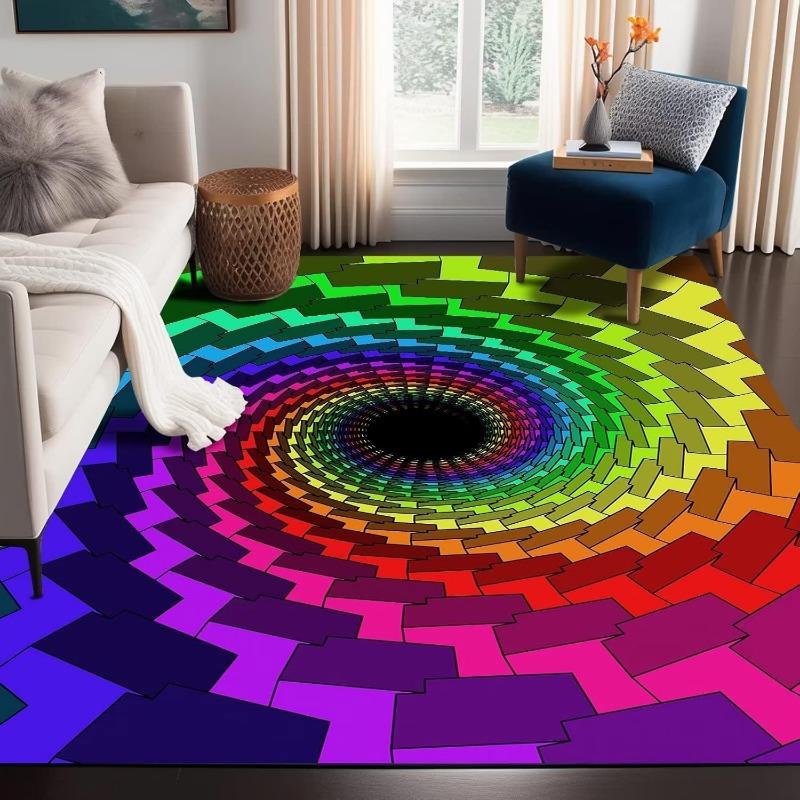 

3D Colorful Line Vortex Print Large Area Rug Design Non-Slip Carpet for Living Room Bedroom Soft Floor Mat Home Decor Beautiful 40X60CM