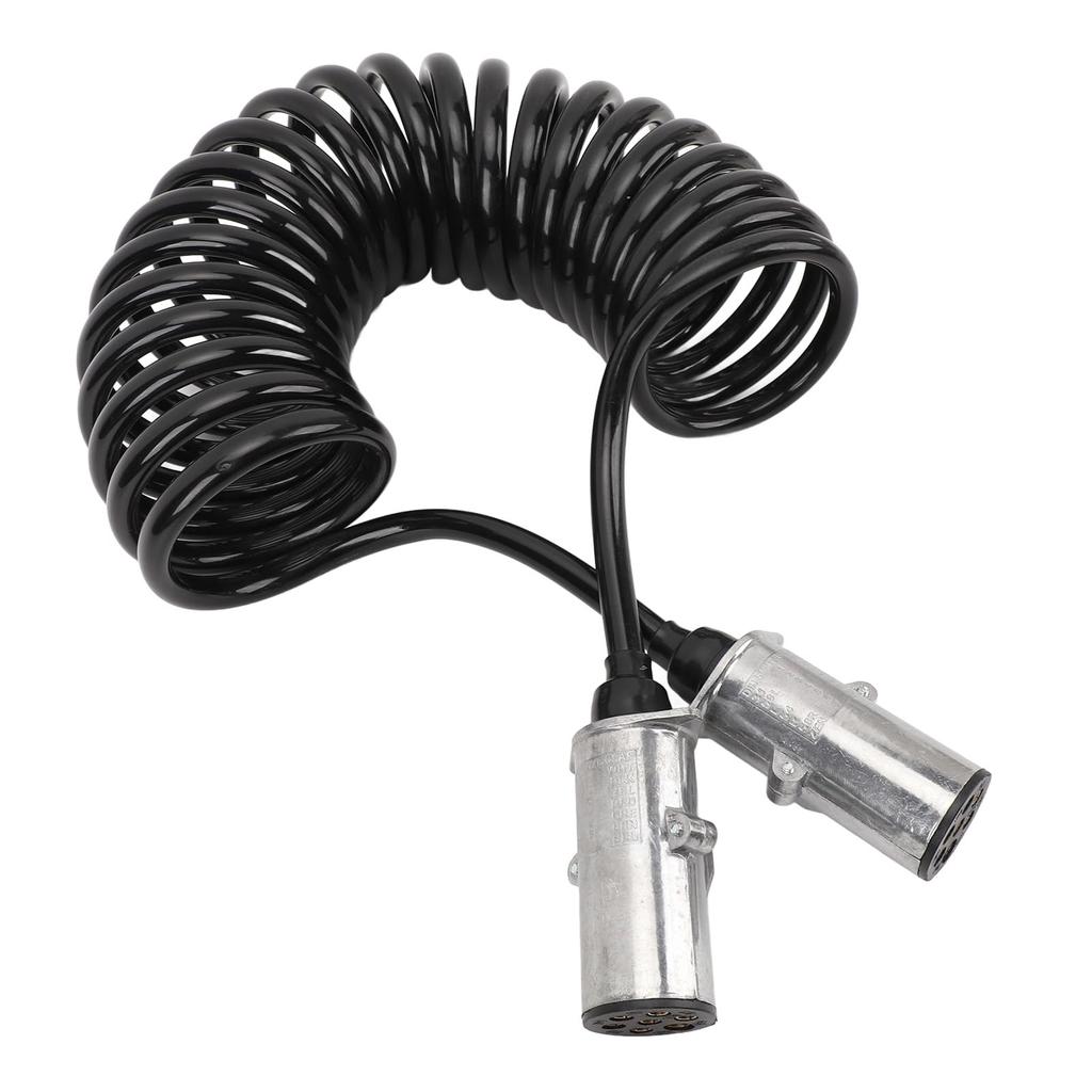 7 Way Trailer Cord Zinc Alloy Heavy Duty Coiled 7 Way Power Line Semi Truck Tractor Trailer Accessories