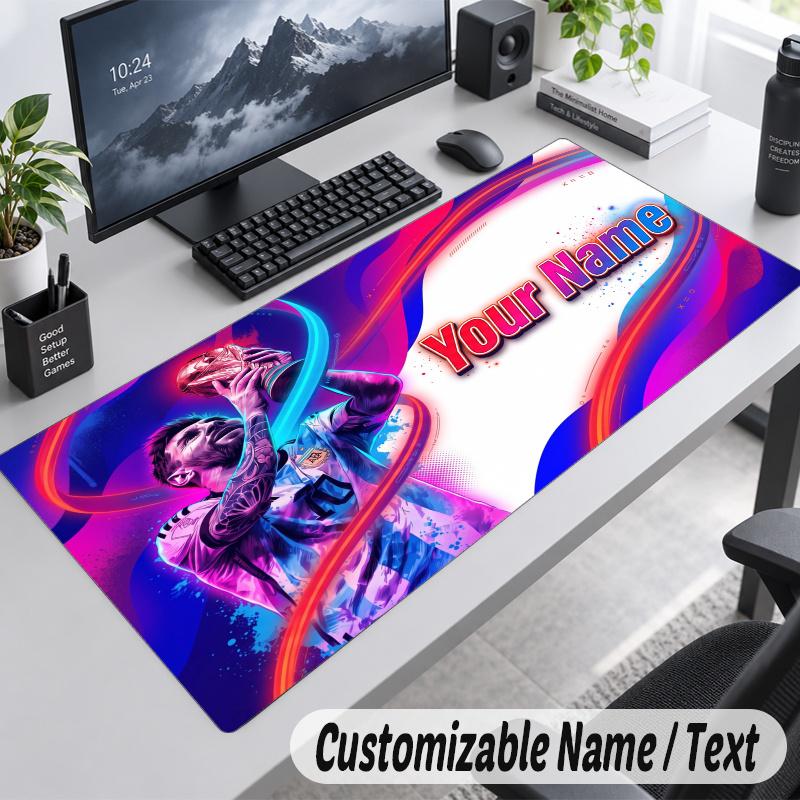 Lionel Messi Personalisiertes Großes Mauspadd Benutzerdefinierter Name Text Erweiterte Schreibtischmatte Gaming-Mauspad