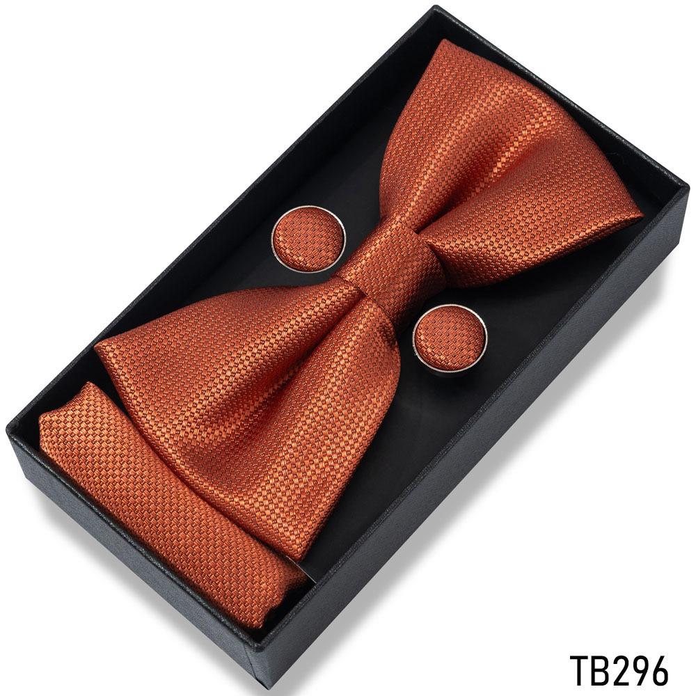 Classic Bowtie Bow Ties for Mens Butterfly Bowknot Pocket Square Cufflinks Suit Set Bussiness Accessories